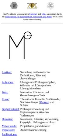 Vorschau der mobilen Webseite mo.mathematik.uni-stuttgart.de, Mathematik Online