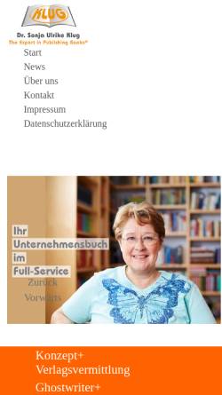 Vorschau der mobilen Webseite buchbetreuung-klug.com, Dr. Sonja Ulrike Klug
