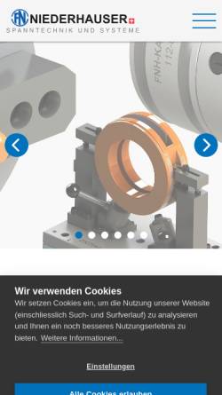 Vorschau der mobilen Webseite www.niederhauser.ch, FN Niederhauser AG - Spanntechnik und Systeme
