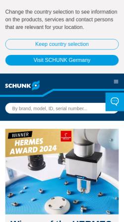 Vorschau der mobilen Webseite schunk.com, Schunk GmbH & Co. KG