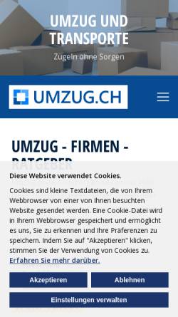 Vorschau der mobilen Webseite umzug.ch, Schweizer Umzugslinks