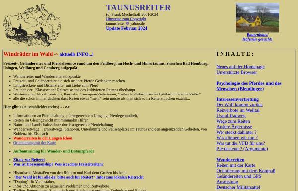 Vorschau von www.taunusreiter.de, Wissenswertes für Wanderreiter
