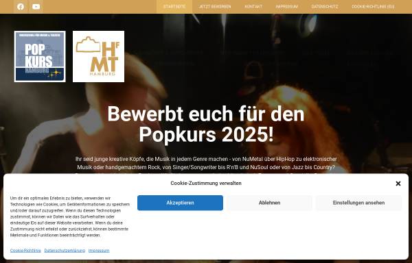 Vorschau von popkurs-hamburg.de, Popkurs: Kontaktstudiengang Popularmusik