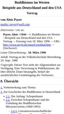 Vorschau der mobilen Webseite www.payer.de, Buddhismus im Westen