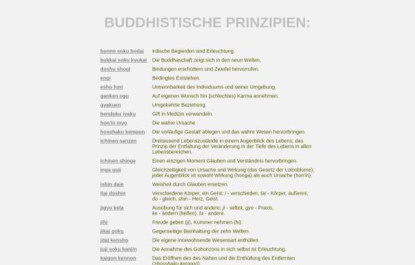 Vorschau von www.nonin.de, Buddhistische Prinzipien