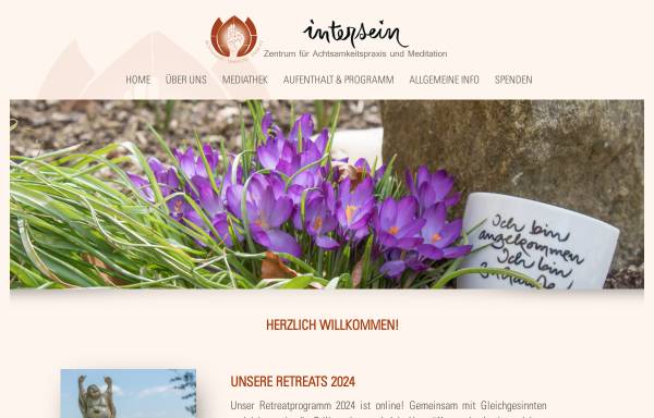 Vorschau von www.intersein-zentrum.de, Intersein Praxis- und Meditationszentrum - Achtsamkeitspraxis nach Thich Nhat Hanh