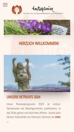 Vorschau der mobilen Webseite www.intersein-zentrum.de, Intersein Praxis- und Meditationszentrum - Achtsamkeitspraxis nach Thich Nhat Hanh