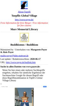 Vorschau der mobilen Webseite www.payer.de, Tuepflis Global Village: Buddhismus