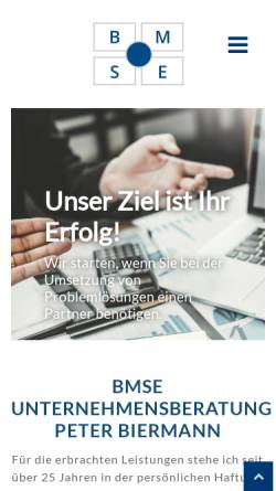 Vorschau der mobilen Webseite bmse.de, BMSE Unternehmensberatung P. Biermann