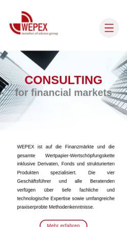 Vorschau der mobilen Webseite www.wepex.de, Wepex Unternehmensberatung - Hummel & Partner
