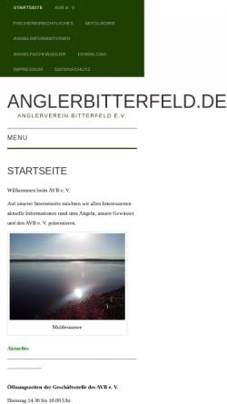 Vorschau der mobilen Webseite www.anglerbitterfeld.de, Anglerverein Bitterfeld e.V.