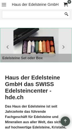 Vorschau der mobilen Webseite www.hde.ch, Haus der Edelsteine GmbH