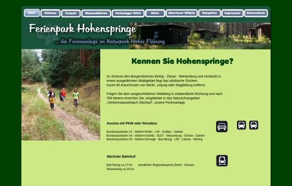 Vorschau von www.ffp-hohenspringe.de, Ferienpark Hohenspringe