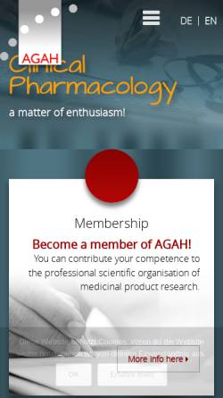 Vorschau der mobilen Webseite www.agah.info, Arbeitsgemeinschaft für Angewandte Humanpharmakologie e.V. (AGAH)