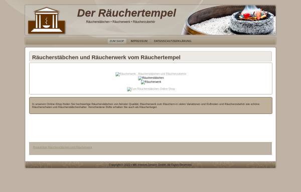 Vorschau von www.raeuchertempel.de, Räuchertempel-MK Internet-Service GmbH