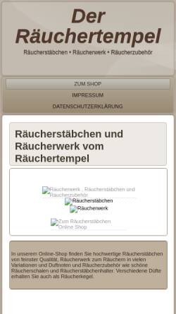 Vorschau der mobilen Webseite www.raeuchertempel.de, Räuchertempel-MK Internet-Service GmbH