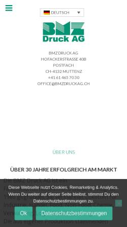 Vorschau der mobilen Webseite bmzdruckag.ch, BMZ Druck AG