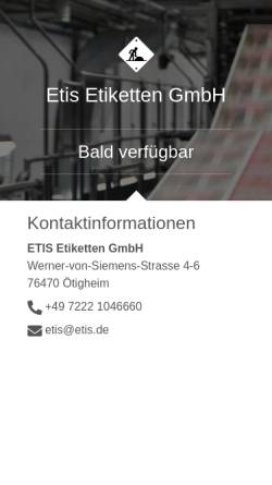 Vorschau der mobilen Webseite www.etis.de, ETIS-Etiketten GmbH