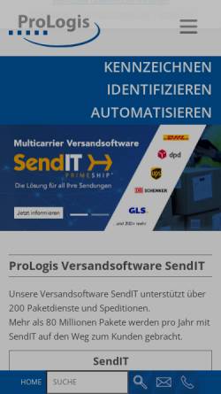 Vorschau der mobilen Webseite www.prologis.de, ProLogis Automatisierung und Identifikation GmbH