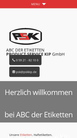 Vorschau der mobilen Webseite www.pskkip.de, PSK Product Service Kip GmbH