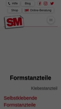 Vorschau der mobilen Webseite formstanzteile-sm.de, SM-Selbstklebetechnik GmbH & Co. KG