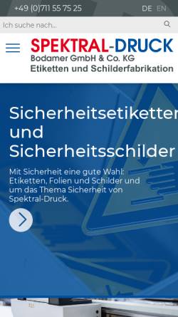 Vorschau der mobilen Webseite www.spektraldruck.de, Spektral-Druck - Heiko Bodamer e.K.