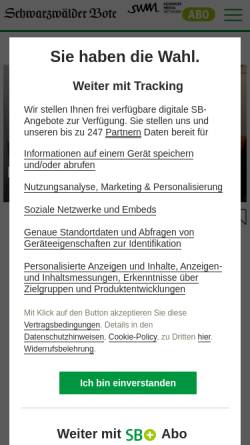 Vorschau der mobilen Webseite www.schwarzwaelder-bote.de, Zöphel, Inh. Hans-Dieter Zöphel