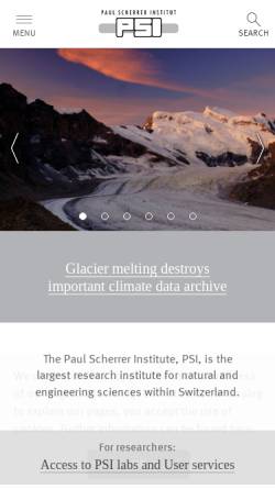 Vorschau der mobilen Webseite www.psi.ch, Paul-Scherrer-Institut
