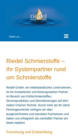 Vorschau der mobilen Webseite www.riedel-schmierstoffe.de, Riedel GmbH