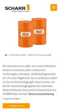 Vorschau der mobilen Webseite www.unil.de, UNIL Deutschland - Union mittelständischer Schmierstoff-Unternehmen GmbH
