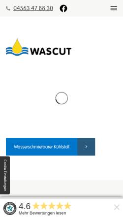 Vorschau der mobilen Webseite www.wascut.de, Wascut Industrieöle GmbH