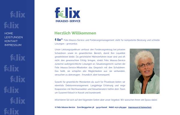 Vorschau von www.felix-inkasso.de, Felix Inkasso-Service, Susanne Kirbach-Dietrich