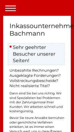Vorschau der mobilen Webseite www.inkasso-bachmann.de, Inkassounternehmen Bachmann