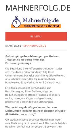 Vorschau der mobilen Webseite www.mahnerfolg.de, Mahnerfolg.de by Dipl.-Kfm. Andreas Christ