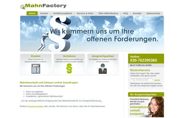 Vorschau von www.mahnfactory.de, Mahnfactory Inh. RAe Völsing und Meyer-Staufenbiel