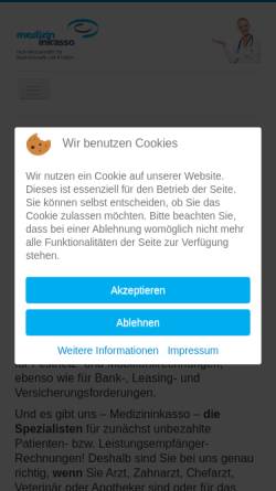 Vorschau der mobilen Webseite www.medizininkasso.de, Medizininkasso - Schlotmann & Sterz GmbH