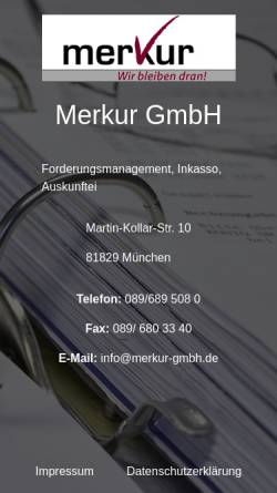 Vorschau der mobilen Webseite merkur-gmbh.de, Merkur GmbH