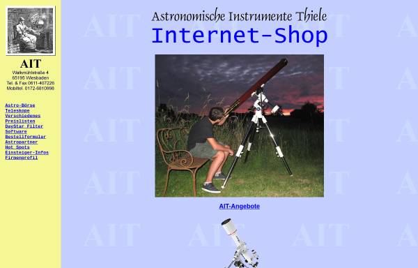 Vorschau von www.ait-trading.com, AIT Astronomische Instrumente Thiele, Inh. Stefan Thiele