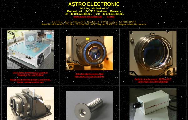 Vorschau von www.astro-electronic.de, ASTRO ELECTRONIC, Inh. Dipl.-Ing. Koch, Michael
