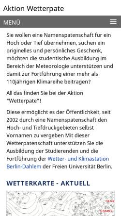 Vorschau der mobilen Webseite www.met.fu-berlin.de, Wetterpatenschaft [FU Berlin]