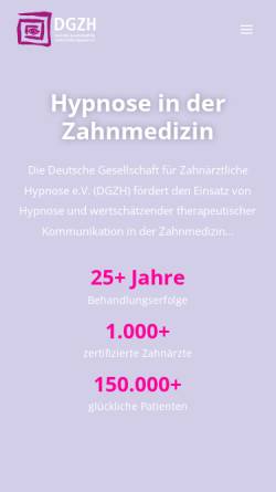 Vorschau der mobilen Webseite www.dgzh.de, Detusche Gesellschaft für Zahnärztliche Hypnose e.V.