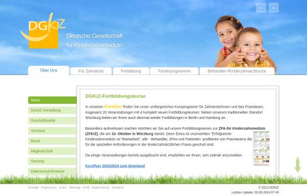 Vorschau von www.dgkiz.de, Deutsche Gesellschaft für Kinderzahnheilkunde