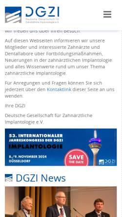 Vorschau der mobilen Webseite www.dgzi.de, DGZI - Deutsche Gesellschaft für Zahnärztliche Implantologie e.V.