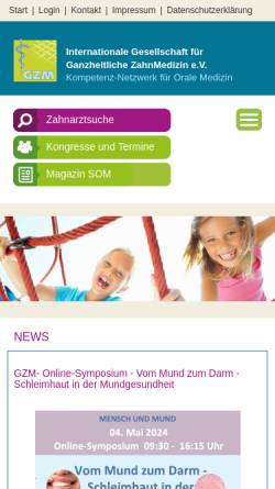 Vorschau der mobilen Webseite www.gzm.org, Gesellschaft für Ganzheitliche Zahn-Medizin e.V.