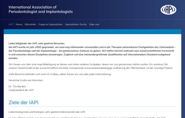 Vorschau von iapi.de, International Association of Periodontologists and Implantologists