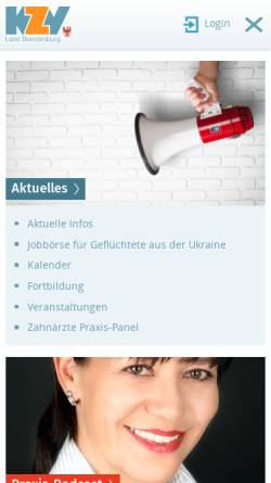 Vorschau der mobilen Webseite www.kzvlb.de, Kassenzahnärztliche Vereinigung Land Brandenburg