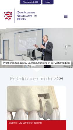 Vorschau der mobilen Webseite www.zgh-online.de, Zahnärztliche Gesellschaft in Hessen e.V.