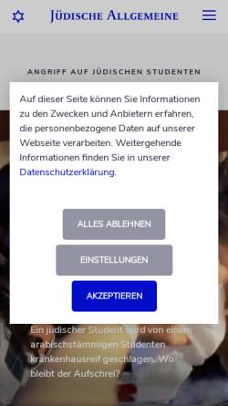 Vorschau der mobilen Webseite www.juedische-allgemeine.de, Jüdische Allgemeine
