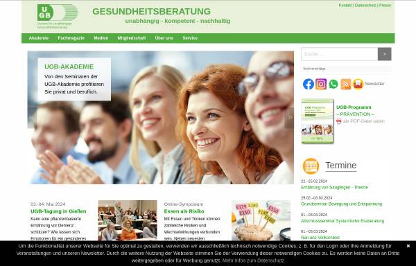 Vorschau von www.ugb.de, Verband für unabhängige Gesundheitsberatung e.V.
