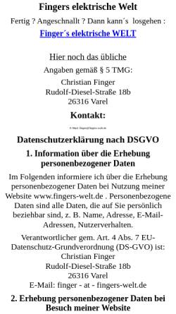 Fingers elektrische Welt